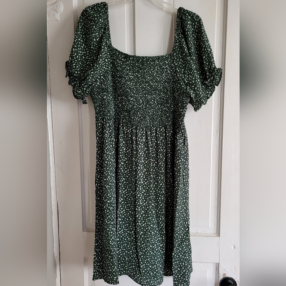 Charming Green Floral  Dress